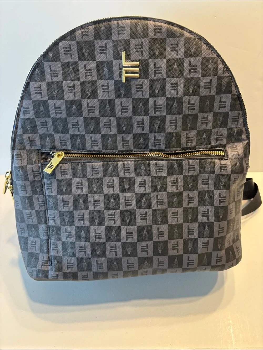 London Fog Women's Raven Tower Signature Print Backpack in Black
